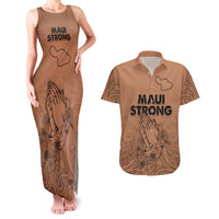 Hawaii Strong Maui Wildfire Couples Matching Tank Maxi Dress and Hawaiian Shirt No1 LT9 - Wonder Print Shop