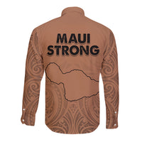 Hawaii Strong Maui Wildfire Long Sleeve Button Shirt No1 - Wonder Print Shop