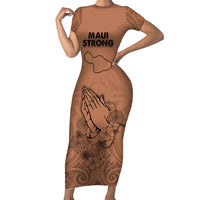 Hawaii Strong Maui Wildfire Short Sleeve Bodycon Dress No1 - Wonder Print Shop
