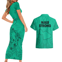 Hawaii Strong Maui Wildfire Couples Matching Short Sleeve Bodycon Dress and Hawaiian Shirt No2 LT9 - Wonder Print Shop