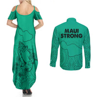 Hawaii Strong Maui Wildfire Couples Matching Summer Maxi Dress and Long Sleeve Button Shirts No2 LT9 - Wonder Print Shop