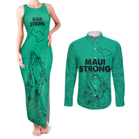 Hawaii Strong Maui Wildfire Couples Matching Tank Maxi Dress and Long Sleeve Button Shirts No2 LT9 - Wonder Print Shop
