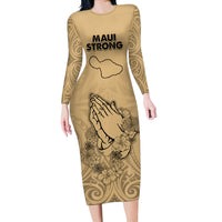 Hawaii Strong Maui Wildfire Long Sleeve Bodycon Dress No3 - Wonder Print Shop