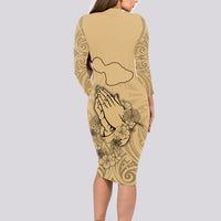 Hawaii Strong Maui Wildfire Long Sleeve Bodycon Dress No3 - Wonder Print Shop