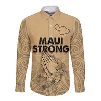 Hawaii Strong Maui Wildfire Long Sleeve Button Shirt No3 - Wonder Print Shop