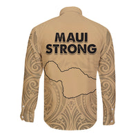 Hawaii Strong Maui Wildfire Long Sleeve Button Shirt No3 - Wonder Print Shop
