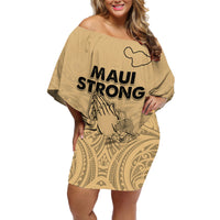 Hawaii Strong Maui Wildfire Off Shoulder Short Dress No3 - Wonder Print Shop