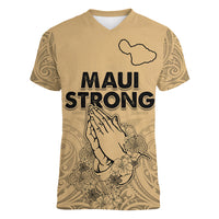 Hawaii Strong Maui Wildfire Women V Neck T Shirt No3 - Wonder Print Shop