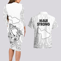 Hawaii Strong Maui Wildfire Couples Matching Long Sleeve Bodycon Dress and Hawaiian Shirt No4 LT9 - Wonder Print Shop