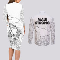 Hawaii Strong Maui Wildfire Couples Matching Long Sleeve Bodycon Dress and Long Sleeve Button Shirts No4 LT9 - Wonder Print Shop
