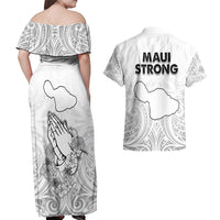 Hawaii Strong Maui Wildfire Couples Matching Off Shoulder Maxi Dress and Hawaiian Shirt No4 LT9 - Wonder Print Shop