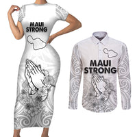 Hawaii Strong Maui Wildfire Couples Matching Short Sleeve Bodycon Dress and Long Sleeve Button Shirts No4 LT9 - Wonder Print Shop