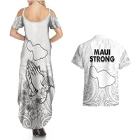 Hawaii Strong Maui Wildfire Couples Matching Summer Maxi Dress and Hawaiian Shirt No4 LT9 - Wonder Print Shop