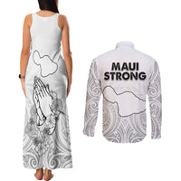 Hawaii Strong Maui Wildfire Couples Matching Tank Maxi Dress and Long Sleeve Button Shirts No4 LT9 - Wonder Print Shop