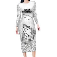 Hawaii Strong Maui Wildfire Long Sleeve Bodycon Dress No4 - Wonder Print Shop