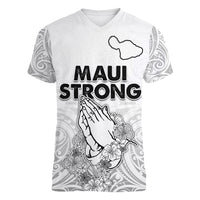 Hawaii Strong Maui Wildfire Women V Neck T Shirt No4 - Wonder Print Shop
