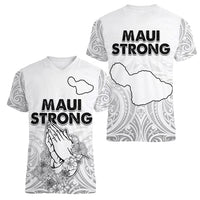 Hawaii Strong Maui Wildfire Women V Neck T Shirt No4 - Wonder Print Shop