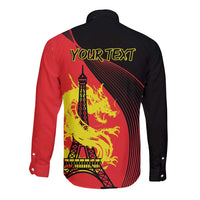 Personalized China Summer Sport Long Sleeve Button Shirt Dragon With Eiffel Tower Go Paris 2024 - Wonder Print Shop