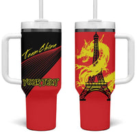 Personalized China Summer Sport Tumbler With Handle Dragon With Eiffel Tower Go Paris 2024 - Wonder Print Shop