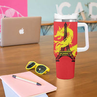 Personalized China Summer Sport Tumbler With Handle Dragon With Eiffel Tower Go Paris 2024 - Wonder Print Shop