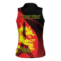 Personalized China Summer Sport Women Sleeveless Polo Shirt Dragon With Eiffel Tower Go Paris 2024 - Wonder Print Shop