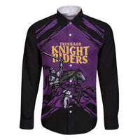 Custom Caribbean Cricket Trinidad and Tobago Cricket Family Matching Off The Shoulder Long Sleeve Dress and Hawaiian Shirt TKR Champions 2025 Purple Edition - Wonder Print Shop