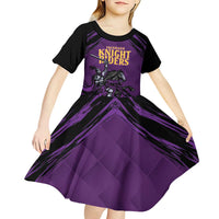 Custom Caribbean Cricket Trinidad and Tobago Cricket Kid Short Sleeve Dress TKR Champions 2025 Purple Edition - Wonder Print Shop