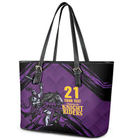 Custom Caribbean Cricket Trinidad and Tobago Cricket Leather Tote Bag TKR Champions 2025 Purple Edition - Wonder Print Shop
