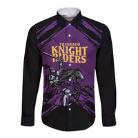 Custom Caribbean Cricket Trinidad and Tobago Cricket Long Sleeve Button Shirt TKR Champions 2025 Purple Edition - Wonder Print Shop