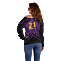 Custom Caribbean Cricket Trinidad and Tobago Cricket Off Shoulder Sweater TKR Champions 2025 Purple Edition - Wonder Print Shop