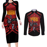 Custom Caribbean Cricket Trinidad and Tobago Cricket Couples Matching Long Sleeve Bodycon Dress and Long Sleeve Button Shirt TKR Champions 2025 Red Edition - Wonder Print Shop