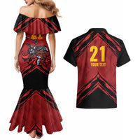 Custom Caribbean Cricket Trinidad and Tobago Cricket Couples Matching Mermaid Dress and Hawaiian Shirt TKR Champions 2025 Red Edition - Wonder Print Shop