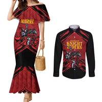 Custom Caribbean Cricket Trinidad and Tobago Cricket Couples Matching Mermaid Dress and Long Sleeve Button Shirt TKR Champions 2025 Red Edition - Wonder Print Shop