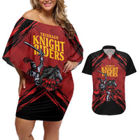 Custom Caribbean Cricket Trinidad and Tobago Cricket Couples Matching Off Shoulder Short Dress and Hawaiian Shirt TKR Champions 2025 Red Edition - Wonder Print Shop