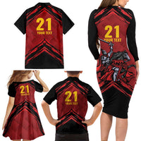 Custom Caribbean Cricket Trinidad and Tobago Cricket Family Matching Long Sleeve Bodycon Dress and Hawaiian Shirt TKR Champions 2025 Red Edition - Wonder Print Shop