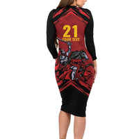 Custom Caribbean Cricket Trinidad and Tobago Cricket Family Matching Long Sleeve Bodycon Dress and Hawaiian Shirt TKR Champions 2025 Red Edition - Wonder Print Shop