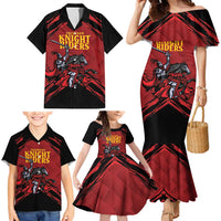 Custom Caribbean Cricket Trinidad and Tobago Cricket Family Matching Mermaid Dress and Hawaiian Shirt TKR Champions 2025 Red Edition - Wonder Print Shop