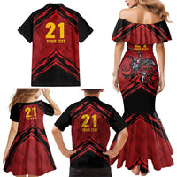 Custom Caribbean Cricket Trinidad and Tobago Cricket Family Matching Mermaid Dress and Hawaiian Shirt TKR Champions 2025 Red Edition - Wonder Print Shop