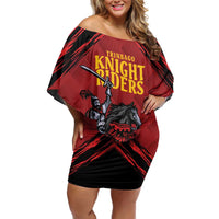Custom Caribbean Cricket Trinidad and Tobago Cricket Off Shoulder Short Dress TKR Champions 2025 Red Edition - Wonder Print Shop