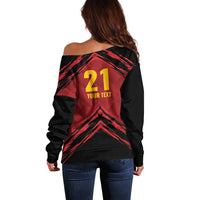 Custom Caribbean Cricket Trinidad and Tobago Cricket Off Shoulder Sweater TKR Champions 2025 Red Edition - Wonder Print Shop