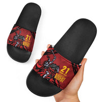 Custom Caribbean Cricket Trinidad and Tobago Cricket Slide Sandals TKR Champions 2025 Red Edition - Wonder Print Shop
