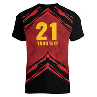Custom Caribbean Cricket Trinidad and Tobago Cricket Women V-Neck T-Shirt TKR Champions 2025 Red Edition - Wonder Print Shop