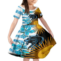 Personalised Argentina Family Matching Long Sleeve Bodycon Dress and Hawaiian Shirt Los Pumas and Sol de Mayo Ceibo Flowers LT9 - Wonder Print Shop