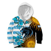 Personalised Argentina Kid Hoodie Los Pumas and Sol de Mayo Ceibo Flowers - Wonder Print Shop