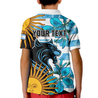 Personalised Argentina Kid Polo Shirt Los Pumas and Sol de Mayo Ceibo Flowers - Wonder Print Shop