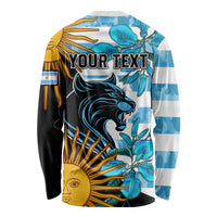 Personalised Argentina Long Sleeve Shirt Los Pumas and Sol de Mayo Ceibo Flowers - Wonder Print Shop