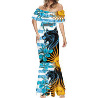 Personalised Argentina Mermaid Dress Los Pumas and Sol de Mayo Ceibo Flowers - Wonder Print Shop