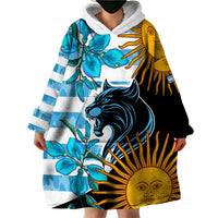 Personalised Argentina Wearable Blanket Hoodie Los Pumas and Sol de Mayo Ceibo Flowers - Wonder Print Shop
