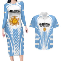 Argentina Rugby Couples Matching Long Sleeve Bodycon Dress and Hawaiian Shirt World Cup 2023 Los Pumas Go Champion LT9 - Wonder Print Shop