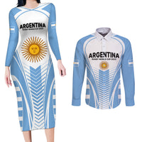 Argentina Rugby Couples Matching Long Sleeve Bodycon Dress and Long Sleeve Button Shirts World Cup 2023 Los Pumas Go Champion LT9 - Wonder Print Shop